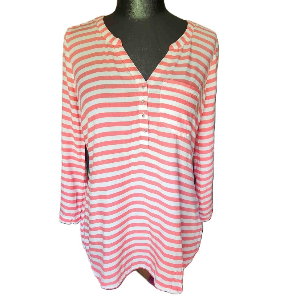 Motherhood Maternity Striped V-Neck Long Sleeve Blouse Small